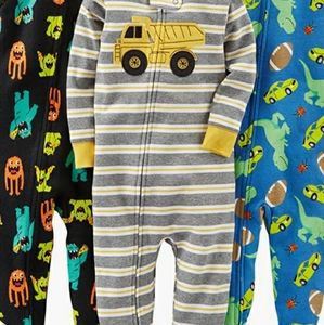 Carters 3 pack cotton footed pajamas 3T
